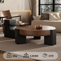 Table basse ronde minimaliste nordique moderne en bois de noyer, couleur bois, pour salon, 90x90x30cm