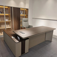 Offre Spéciale Table de bureau en bois en bois en forme de L de luxe moderne pour patron PDG directeur conférence exécutive ensemble de chaises de réunion à domicile