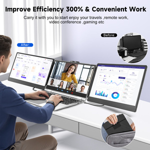 Directo de fábrica Monitores portátiles S2 Extensor de pantalla triple para computadora portátil 14 "FHD 1080P IPS Monitor portátil dual para extensión de computadora portátil - Product Image 4