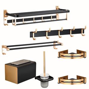 Ensemble d'accessoires de salle de bain modernes et minimalistes en aluminium anodisé finition mate résistant à la corrosion, fixation adhésive sans perçage - Product Image 1