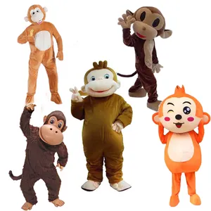 Fashion Party Cosplay Plush Animal Costume For Adult Promotional Cute Plush Kids Monkey Mascot Costume