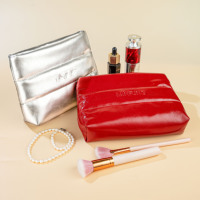 MINFUNG Sac de beauté en PU rembourré personnalisé avec logo, pochette à fermeture éclair portable, sac cadeau de luxe, sacs de maquillage pour femmes