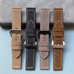 Correa de reloj de cuero de lona vintage de 24mm apta para reloj Paneral de 22mm correa de reloj híbrida de repuesto para hombres - Product Image 4