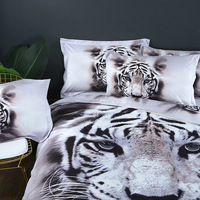 Ensemble de literie personnalisé 100% polyester numérique 3D imprimé cheval tigre sauvage quatre pièces housse de couette