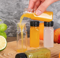 Botol jus plastik bening kecil, 2oz dengan tutup untuk cairan dapat digunakan kembali, botol susu jahe, wadah minuman, anti bocor