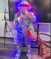 Costume de robot miroir tendance, costume de cosplay pour adulte, costume miroir doré argenté avec casque Daft Punk