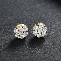 Großhandel Neuer Stil Iec Out Zirkon Diamant 925 Sterling Silber Blumen Runde Form Ohrstecker für Herren