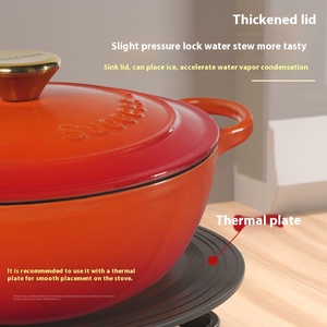 Nồi gang tráng men cổ điển 32cm, dùng trong gia đình, nấu súp và nước dùng, không cần phủ lớp chống dính - Product Image 3