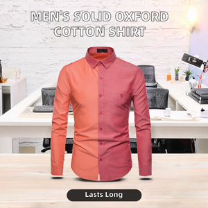 Chemise Oxford unie de haute qualité pour homme, respirante, infroissable, anti-rétrécissement, en coton durable, à manches longues, décontractée - Product Image 4