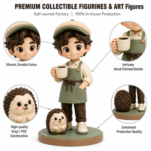 Figura de Vinilo Personalizada de Barista Hedgehog, Juguete Artístico OEM ODM, Figura de Acción Coleccionable, Producto de Fábrica de Coleccionables - Product Image 1