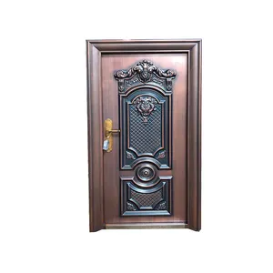 चीनी आपूर्तिकर्ता सस्ती कीमत के लिए दरवाजे तांबे रंग धातु जस्ती सुरक्षा स्टील बाहरी दरवाजा व्यापार