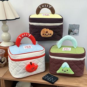 Cute Quilted Cosmetic <b>Bag</b> with 3D Cartoon Decor Portable Zipper <b>Makeup</b> Organizer with Handle for Travel OEM Supported - Product Image 1