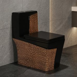 WC monobloc décoratif moderne à double chasse en céramique, à poser au sol, avec siphon en P pour salle de bain, hôtel, villa - Product Image 3