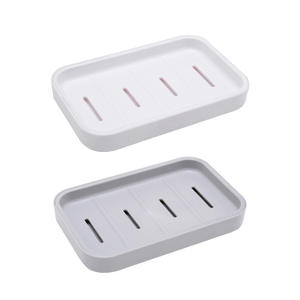 Jabonera Drenable de Doble Capa Estilo Japonés, Rectangular, de Plástico PP, Impermeable, Gris Blanco - Product Image 4