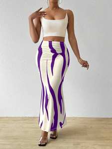 ओएचसीसा महिलाओं की 2025 गर्मियों में उच्च कमर ग्राफिक प्रिंट महिलाओं के लिए एक लाइन लंबी स्कर्ट प्रिंट - Product Image 5