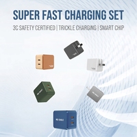 NIUBAILE Chargeur rapide USB-C 45W Câble 1,8m PD3.0/QC2.0/ignifuge 2 ports Type-C Conception pliable Compatible avec les montres intelligentes OCP