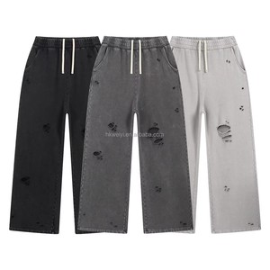 High Quality 100% Cotton Fleece Men's Custom <b>Logo</b> Blank Mid Waist Baggy Straight Leg Sport Casual Jogger Sweatpants - Product Image 3