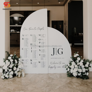 Fondo de tabla de asientos blancos de boda suave vela curvada 2 tamaños acrílico blanco de alto brillo con soporte trasero - Product Image 1