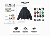 Ropa Urbana de Invierno OEM para Hombre, Corte Recto, Desgastado, Costuras en Contraste, Bajo sin Rematar, Cierre de Cremallera, 450 GSM, 100% Algodón, Color Sólido, Bordado Personalizado