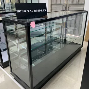 商店柜台展示柜，带玻璃滑动门钢化玻璃，用于透明展示柜类别