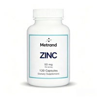 Capsules de zinc Metrand OEM ODM 50 mg, 120 capsules, étiquette privée, complément alimentaire en vrac