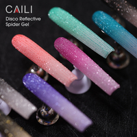 CAILI 8 couleurs Disco Glitter Spider Gel Diamond Reflective Flashing Spider Nail Gel Parfait pour dessiner des motifs de lignes