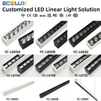 Ecolux - Luminaires linéaires LED modernes pour bureau intérieur, à intensité variable, anti-éblouissement, en aluminium, à montage au plafond, lampe linéaire suspendue