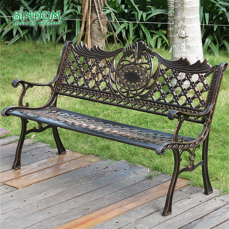 Banc de jardin en Aluminium classique noir ou blanc, 1 pièce, pour jardin Antique