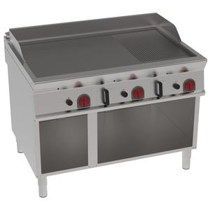 Placa caliente de hierro a Gas de 15mm con soporte abierto parcialmente ranurado 24KW 1200x900x900mm Planchas y sartenes EURAST Modelo 36722313 - Product Image 1