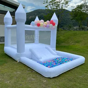 Factory Price Wedding Party Bouncy Castle White Bounce House Jumping Bouncer With Ball Pit And Slide