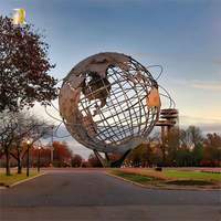 Sculpture de globe terrestre en acier inoxydable poli de grande taille RELONG, statue de la Terre en métal pour la décoration de jardin extérieur