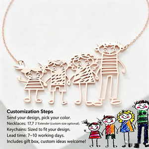 Collana con Ciondolo Personalizzato con Disegno o Graffiti per Bambini o Portachiavi Personalizzato per Famiglia, Regalo Commemorativo per <span class=keywords><strong>Mamma</strong></span>, Papà, Nonni - Product Image 2
