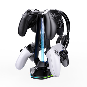 <span class=keywords><strong>Support</strong></span> pour casque de jeu avec modes d'éclairage - <span class=keywords><strong>Support</strong></span> de <span class=keywords><strong>manette</strong></span> - Porte-écouteurs Accessoires pour joueur de bureau - Product Image 2