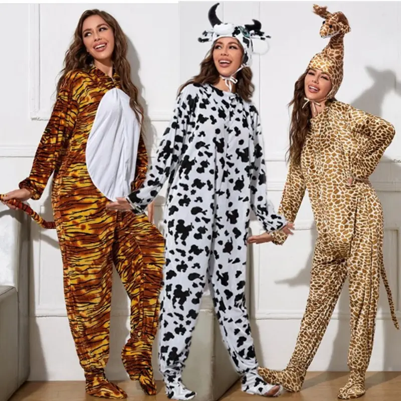 2023 Groothandel Nieuwe Halloween Nieuwe Dierlijke Vorm Danskostuum Kerst Tijger Koe En Giraffe Bodysuit