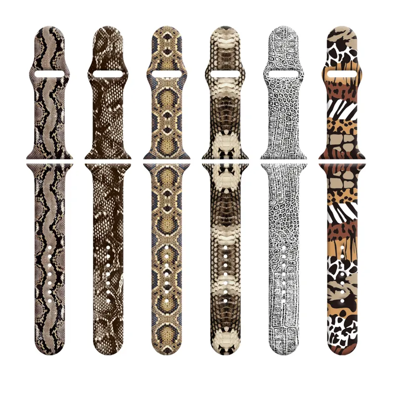 For Apple watch S7 apple series 6/5/4/3/2 se watch band Animal fur printed Apple silicone watch bracelet strap