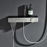 Douche à main cascade 2 fonctions avec brosse, finition nickel, corps en acier inoxydable, petite robinetterie de douche pour salle de bain