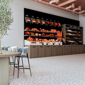 Meubles de café personnalisés, mobilier de café moderne, comptoir de boulangerie, comptoir de bar en bois avec éclairage LED - Product Image 5