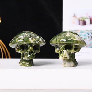 Wholesales Natural Healing <strong>Stone</strong> Crystal Carvings Hsiuyen <strong>Jade</strong> Mushroom Skulls Crystals for Halloween Decorations - Product Image 4