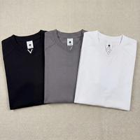 T-shirt ample de haute qualité pour homme, 240 grammes, simple, respirant et rafraîchissant, avec col en V métallique, idéal pour l'été