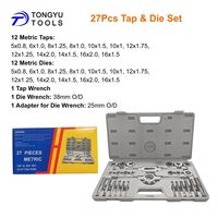Kit de réparation de filetages métriques 27 pièces M5-M16 avec clé à taraud et clé à filière