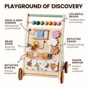 Instelbare Snelheid Montessori Houten <span class=keywords><strong>Baby</strong></span> Rollator Educatief Push Speelgoed Voor De Ontwikkeling Van Kinderen - Product Image 4