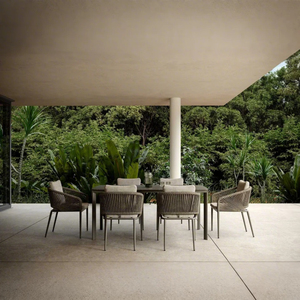 Ensemble de mobilier d'hôtel : chaise et table de salle à manger, ensemble de salle à manger d'extérieur en corde et aluminium pour jardin - Product Image 2