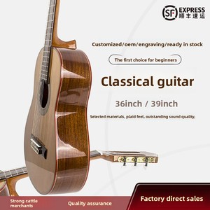 <span class=keywords><strong>Guitarra</strong></span> acústica <span class=keywords><strong>clásica</strong></span> retro de estilo antiguo de 36-39 pulgadas, chapa de viaje de abeto, ébano para instrumentos infantiles, venta al por mayor - Product Image 2