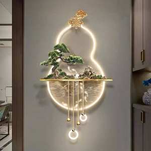 Dekorasi Dinding Rumah 3D Modern Terbaru Dengan Pohon Buatan Seni Logam Lampu Akrilik Lukisan Pemandangan Alam Seni Still Life - Product Image 4