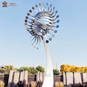 现代定制尺寸大型户外艺术不锈钢风旋转器方形动力雕塑