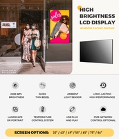 Écran LCD de vitrine simple face 43'' 3000 nits haute luminosité pour affichage publicitaire – Installation murale/sur pied/suspendue