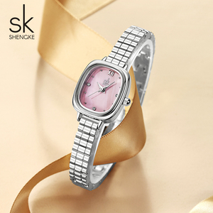 Orologi con quadrante di perle <span class=keywords><strong>rosa</strong></span> SK orologi da polso di lusso elegante regalo femminile da <span class=keywords><strong>donna</strong></span> cassa quadrata minimalismo da <span class=keywords><strong>donna</strong></span> orologi al quarzo - Product Image 4
