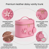 Sac de maquillage rose LZ OEM ODM, sac de toilette professionnel pour femmes, étui de rangement pour cosmétiques de voyage, applique florale, sac bandoulière