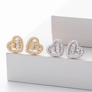Pendientes de Plata de Ley S925 con Corazón Vintage, Circonita Cúbica 5A, Baño de Rodio y Oro de 18K, Joyería Fina para Mujer, Gran Venta SPJ - Product Image 2