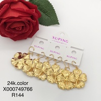 Boucles d'oreilles pendantes XUPING plaquées or 24 carats, motif étoile, fruit, fleur, perle, boule creuse, style vintage pour femme